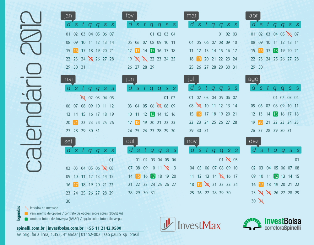 Calendário Bovespa 2012